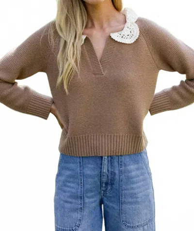 Marea Crochet Collar Sweater In Camel In Brown