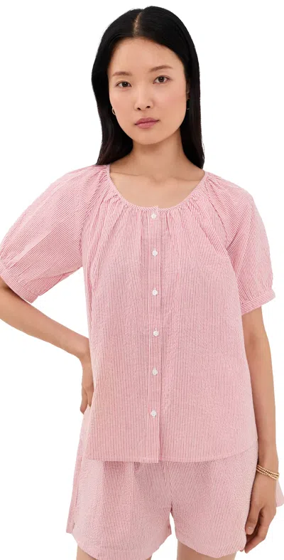 Marea Everly Top Red/white Seersucker In Pink