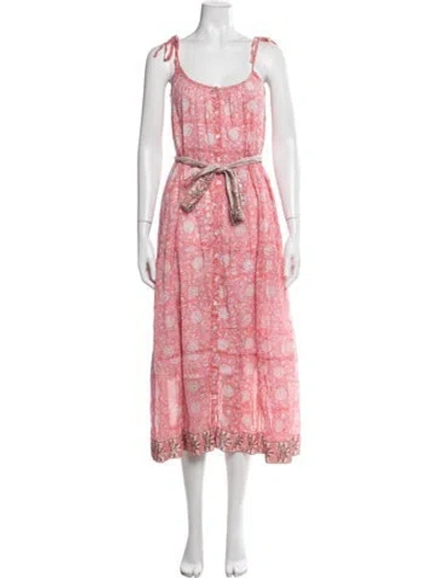 Pre-owned Marea Floral Print Midi Length Dress In Pink
