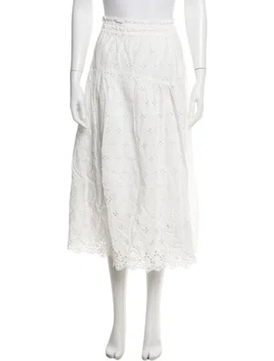 Pre-owned Marea Floral Print Midi Length Skirt In White