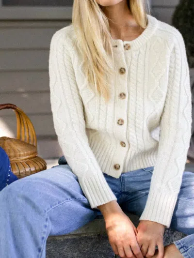 Marea Francis Cable Knit Cardigan In Ivory In Multi