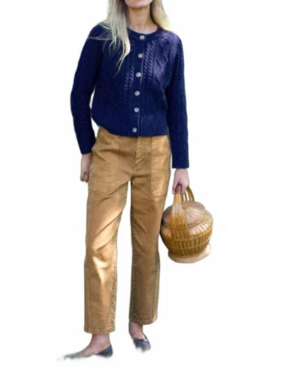 Marea Francis Cable Knit Cardigan In Navy In Blue