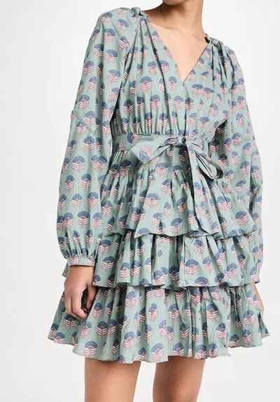 Marea Grace Ruffle Dress In Jade In Blue