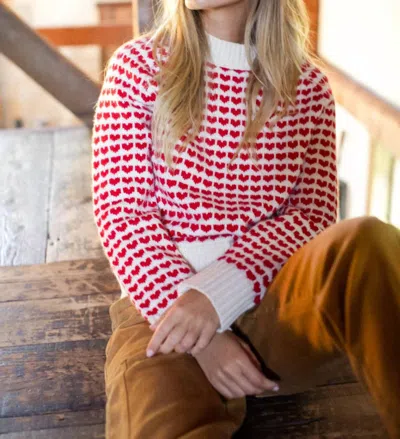 Marea Heart Sweater In Ivory And Red In Multi