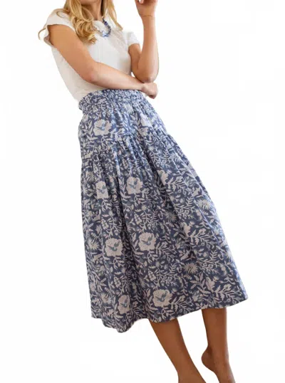 Marea Louisa Midi Skirt In Indigo Blossom In Multi