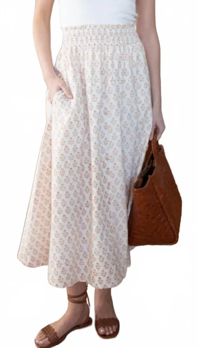 Marea Louisa Midi Skirt In Tinsel Dandelion In White