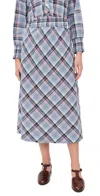 Marea Lydia Skirt Harbor Blue Check In Blue