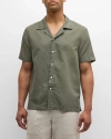 Marea Marea Men's Linen-cotton Camp Shirt In Army