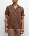 Marea Marea Men's Linen-cotton Camp Shirt In Cacao