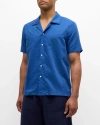 Marea Marea Men's Linen-cotton Camp Shirt In French Blue