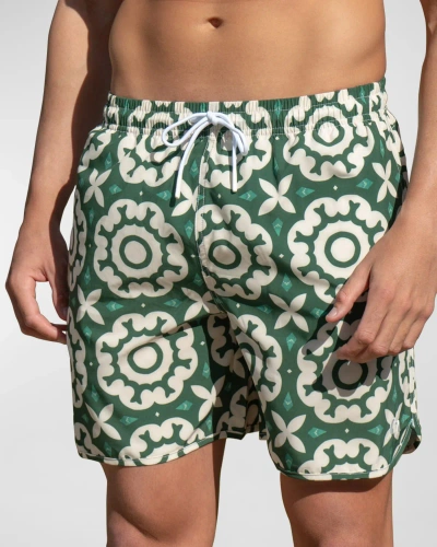 Marea Marea Men's Monsegur Printed Swim Shorts In Washed Green