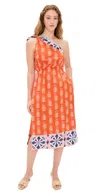 Marea One Shoulder Dress Vertical Floral Vine In Vertical Floral Vine