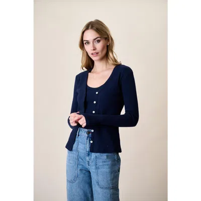 Marea Pointelle Cardigan In Blue