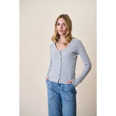 Marea Pointelle Cardigan In Gray