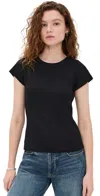Marea Pointelle Crew Neck Tee Black In Black