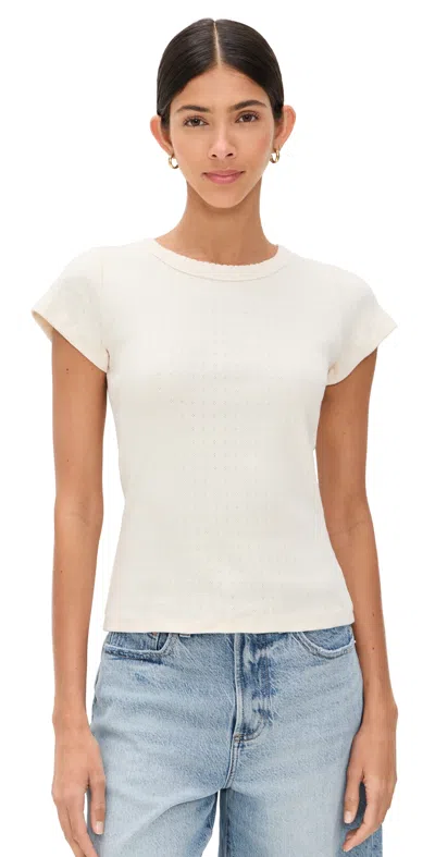 Marea Pointelle Crewneck Tee Ivory
