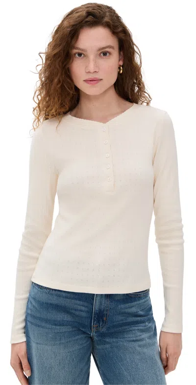 Marea Pointelle Long Sleeve Henley Ivory