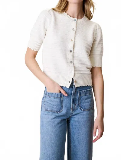 Marea Short Sleeve Evelyne Cardigan In Ivory In White