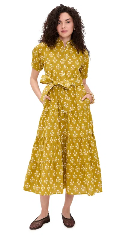 Marea Short Sleeve Shirt Dress Chartreuse Daffodil In Yellow