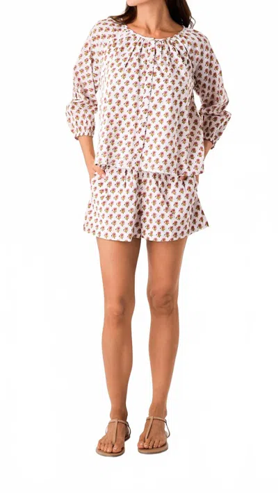 Marea Sophie Top In Faded Rose Daisy In White