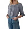Marea Sophie Top In Navy Mini Gingham In Black