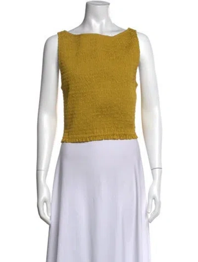 Pre-owned Marea Square Neckline Sleeveless Crop Top In Yellow