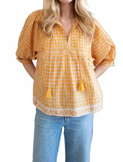Marea Steph Marigold Thistle Top In Yellow In Orange