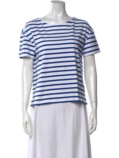 Pre-owned Marea Striped Crew Neck T-shirt W/ Tags In Blue/white
