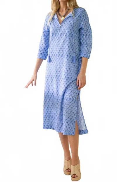 Marea Unlined Lightweight Button Tunic In Atlantic Daisy In Blue