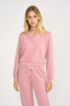 Marea Vintage Terry Henley Sweatshirt In Pink