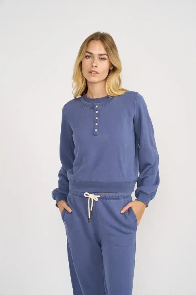 Marea Vintage Terry Henley Sweatshirt In Blue