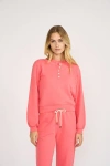 Marea Vintage Terry Henley Sweatshirt In Pink