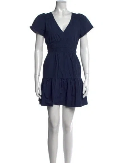 Pre-owned Marea V-neck Mini Dress In Blue