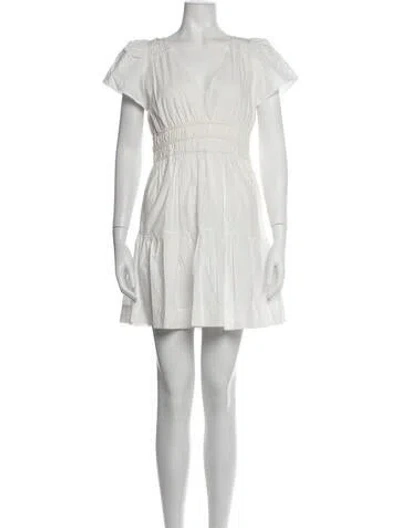 Pre-owned Marea V-neck Mini Dress In White