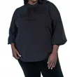 Maree Pour Toi Knit Top With Chiffon Sleeves - Plus In Black In Black