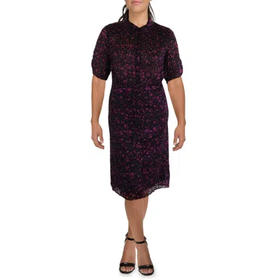 Maree Pour Toi Plus Womens Burnout Midi Shirtdress In Multi