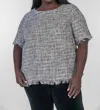Maree Pour Toi Tweed Fringe Blouse In Black Tweed In Multi