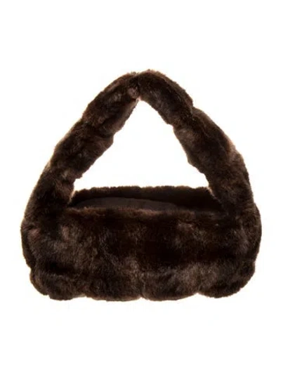 Pre-owned Marei 1998 Faux Fur Top Handle Bag In Brown