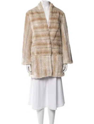 Pre-owned Marei 1998 Mink Faux Fur Coat In Neutrals