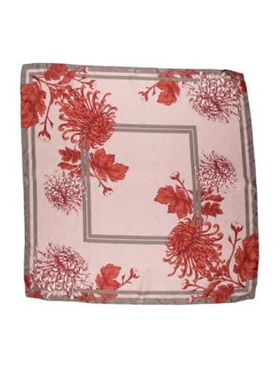 Pre-owned Marei 1998 Silk Floral Print Scarf In Red