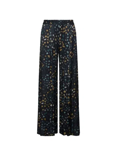 Marella Wide-leg Pants With Abstract Spotted Pattern In Black