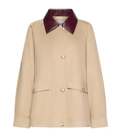Marella Accent-collar Trench Coat In Beige