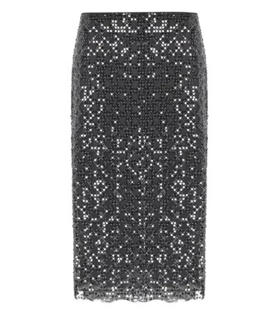 Marella Agevole Sequins Tulle Grey Skirt In Gray