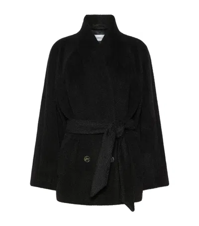 Marella Alpaca-virgin Wool Belted Coat In Black
