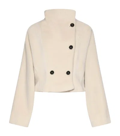 Marella Alpaca-virgin Wool Short Trench Coat In Neutral