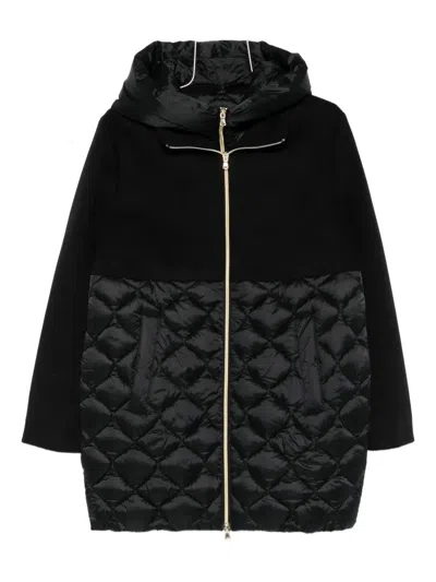 Marella Amore Quilted-panel Hooded Coat In Black