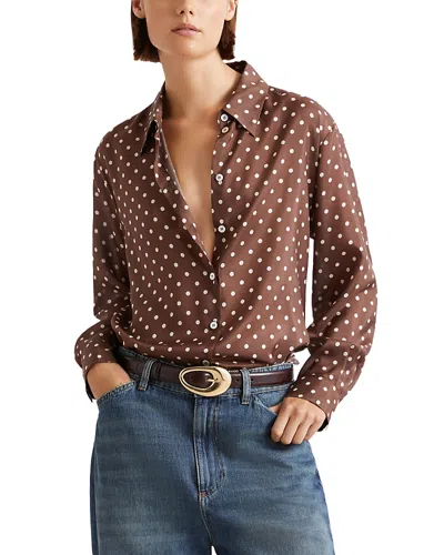 Marella Angio Silk Habotai Shirt In Brown