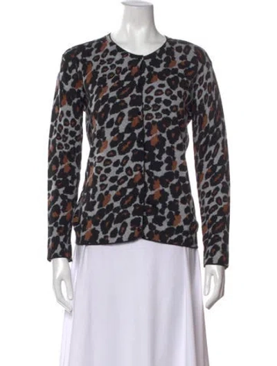 Pre-owned Marella Animal Print Crew Neck Top In Black