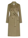 Marella Ara Double-breasted Belted Coat In Green