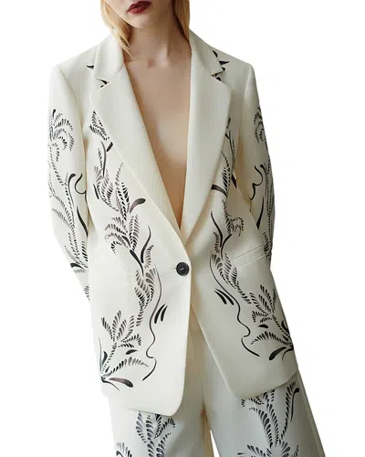 Marella Art.365 Luciana Printed Blazer In Wool White